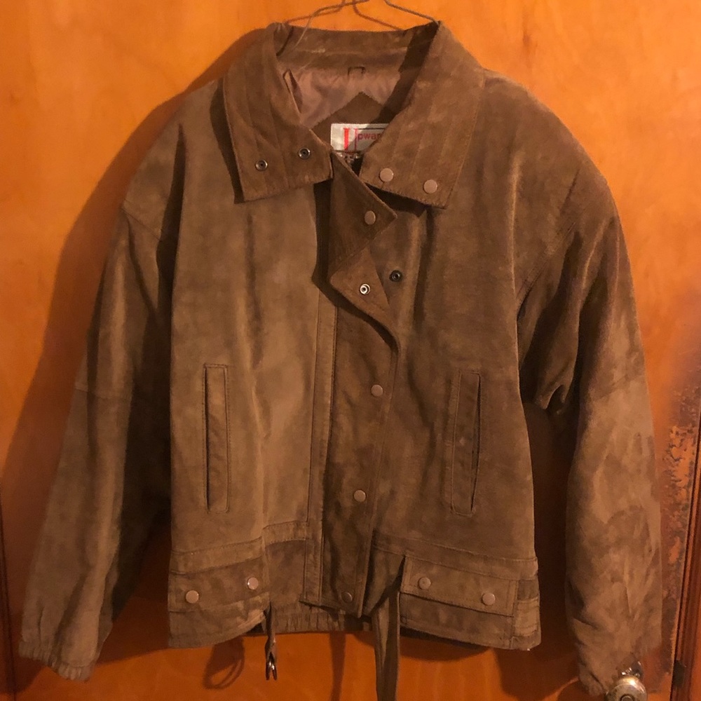 suede brown biker jacket.